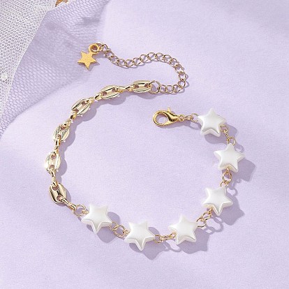 Браслеты-цепочки из АБС-пластика с имитацией жемчуга, латунные браслеты из кофейных зерен для женщин, звезда