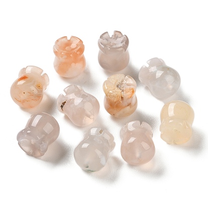 Perles d'agate de fleur de cerisier naturelle (teintes et chauffées), muguet
