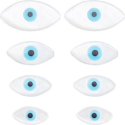 Натуральные белые ракушки из перламутровых ракушек, с синтетическими бирюзовый, конский глаз с дурным глазом