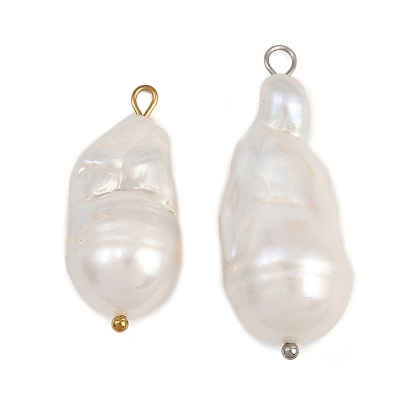 Подвески из натурального пресноводного жемчуга Кеши, слезинки, с 304 петлями из нержавеющей стали, белые