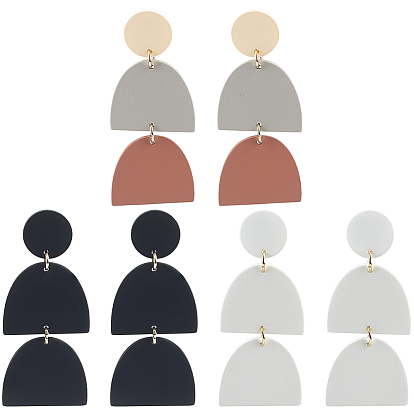 3 пары 3 стильных сережек-гвоздиков из полимерной глины с 316 штифтами из хирургической нержавеющей стали, полукруглый и плоский круглый