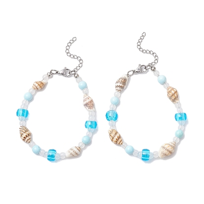 Браслеты из стеклянных, бирюзовых и ракушечных бусин для женщин, раковина