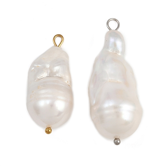 Подвески из натурального пресноводного жемчуга Кеши, слезинки, с 304 петлями из нержавеющей стали, белые