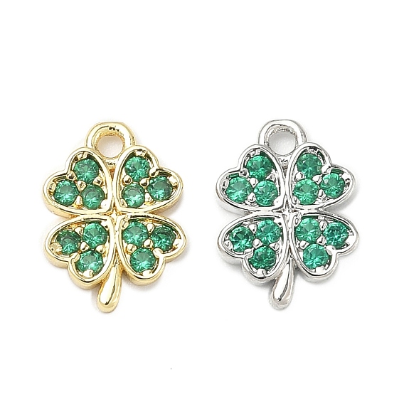 Латунные микро проложить кубического циркония прелести, клевер, стойки покрытие, долговечный, без кадмия и без свинца