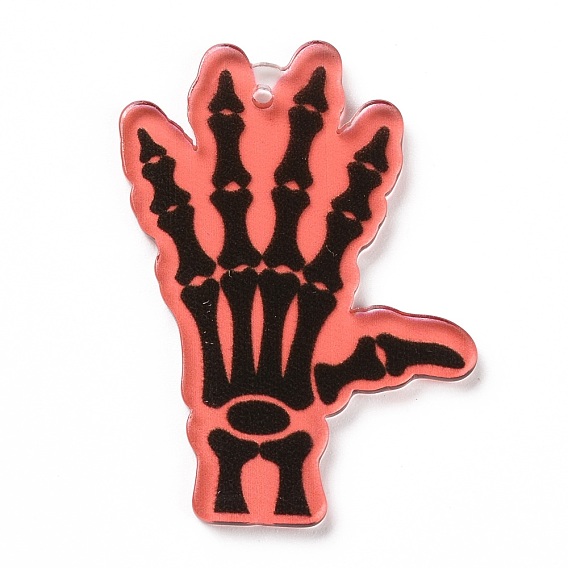 Halloween Translucent Acrylic Pendants, Skeleton Claw