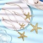 4 шт. 4 стили 304 подвесные украшения из нержавеющей стали, с бусинами из натурального культивированного пресноводного жемчуга и джутовым шнуром, морская звезда