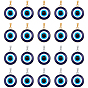 Handmade Evil Eye Lampwork Pendants, with 304 Stainless Steel Serrated Edge Bezel Cups, Half Round
