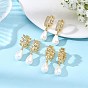 Серьги-кольца из латуни с микропаве из прозрачных кубических цирконий и жемчуга., слеза, болтаться серьги для женщин
