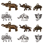 60Pcs 6 Style Tibetan Style Alloy Pendants, Elephant
