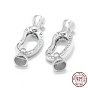 925 Sterling Silver Key Clasps, with Cubic Zirconia, with 925 Stamp
