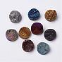 Electroplated Natural Druzy Agate Cabochons, Flat Round
