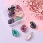 10Pcs 5 Colors Druzy Geode Resin Pendants, with Edge Light Gold Plated Iron Loops, Nuggets