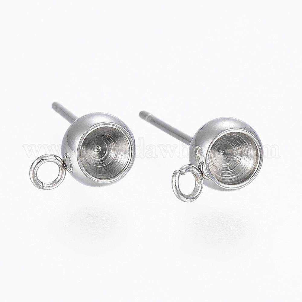 China Factory 201 Stainless Steel Ball Stud Earring Post, Earring Settings for Pointed Back