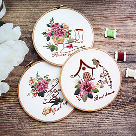DIY Embroidery Kit, including Embroidery Needles & Thread, Cotton Linen Cloth
