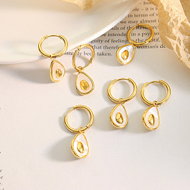 All-match earrings avocado shape shellfish jewelry earrings titanium steel girls jewelry does not fade