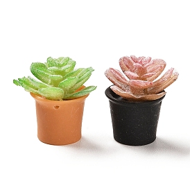 Opaque Resin Potted Plant Pendants, Plant Charms