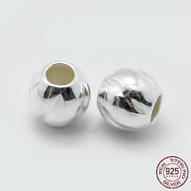 925 Sterling Silver Corrugated Spacer Beads, Round