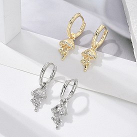 Серьги-кольца из латуни с прозрачным кубическим цирконием, медуза