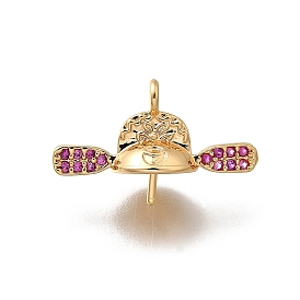 Латунные колышки для чашек с микропаве из кубического циркония, за половину пробурено бисера, без кадмия, без никеля и без свинца, шляпа бога богатства