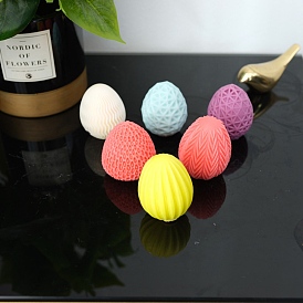 DIY Easter Egg Candle Food Grade Silicone Molds, for Scented Candle Making, Stripe/Wave/Triangle Pattern