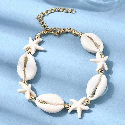 Браслеты из ракушек морских звезд для женщин, с 304 нержавеющей стали застежки
