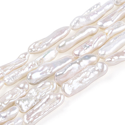 Hebras de perlas keshi naturales barrocas, perlas de agua dulce, forma de palo