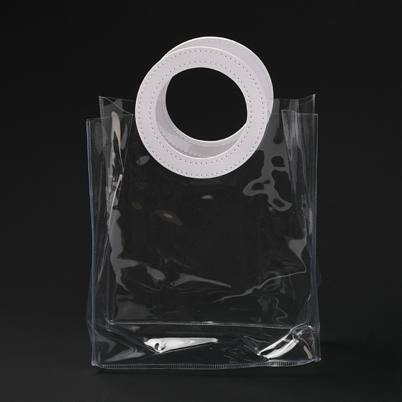 Transparente PVC-Tasche, mit runden Kunstledergriffen, für Geschenk- oder Geschenkverpackungen, Rechteck