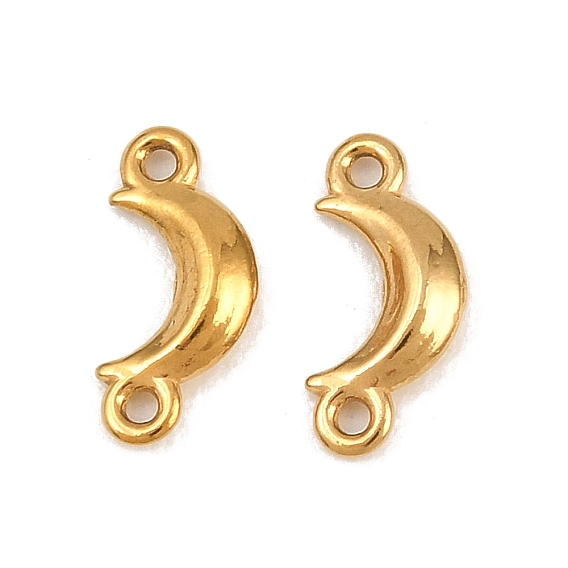 304 Stainless Steel Connector Charms, Moon Links, Ion Plating(IP), Long-Lasting Plated