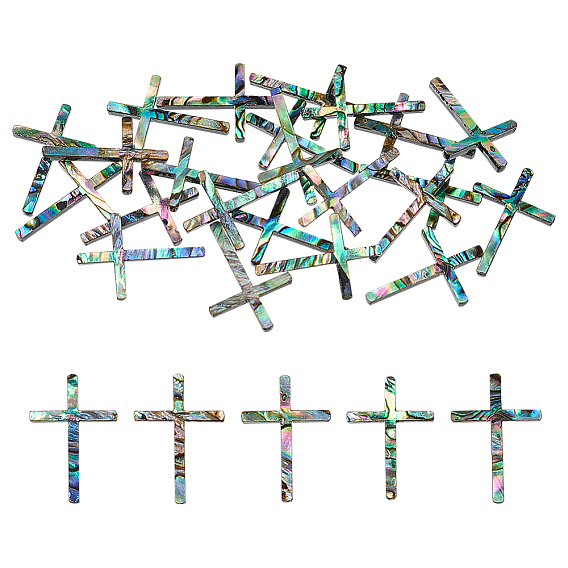 25шт. натуральные кабошоны из ракушек абалона/пауа, религия крест