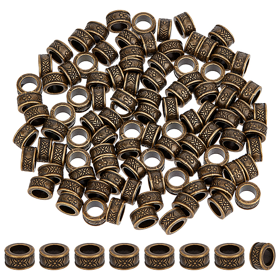 100шт. тибетских сплавных европейских бусин, бусины с большим отверстием, колонке с цветком