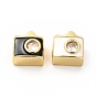 Brass Micro Pave Cubic Zirconia Beads, with Enamel, Cadmium Free & Lead Free, Real 18K Gold Plated, Camera