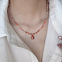 Brass Enamel Chick Pendant Cubic Zirconia Beaded Necklaces for Women, Golden