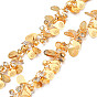Brass Cable Chains, with Teardrop and Crystal Rhinestone Charms, Soldered, with Spool, Cadmium Free & Nickel Free & Lead Free