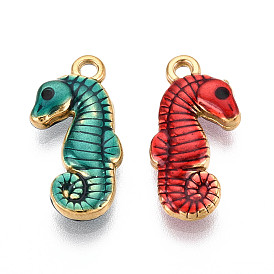 304 нержавеющей стальной эмали подвески, морской конек, без свинца и без кадмия, реальный 18 k позолоченный