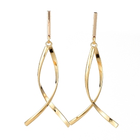 Dangle Stud Earrings, with 304 Stainless Steel Pendants, Real 18K Gold Plated Brass Stud Earring Findings, Brass and Plastic Ear Nuts, Twist