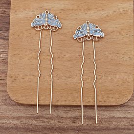 Ancient Style Alloy with Iron Hair Fork Findings, for DIY Jewelry Accessories, Enamel Butterfly