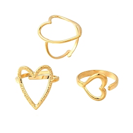 Полое сердце 304 нержавеющая сталь регулируемые открытые манжеты кольца для женщин