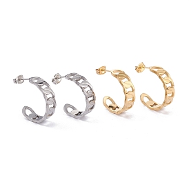 Ion Plating(IP) 304 Stainless Steel Stud Earrings, Half Hoop Earrings