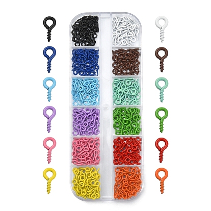 Spray Painted Iron Screw Eye Pin Peg Bails, For Half Drilled Beads, Cadmium Free & Nickel Free & Lead Free
