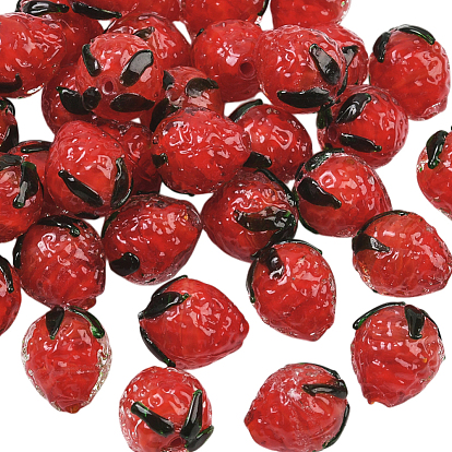 2странс, нити бусин лэмпворк ручной работы, клубника