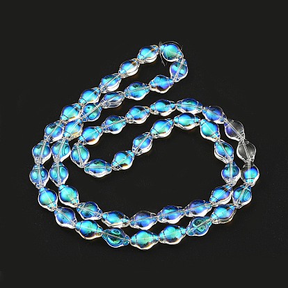 Electroplate Transparent Glass Beads Strands, Full Rainbow Plated, Lantern