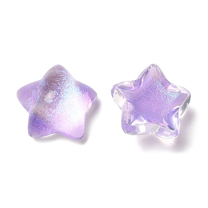 Transparent Epoxy Resin Cabochons, with Glitter Powder, Star