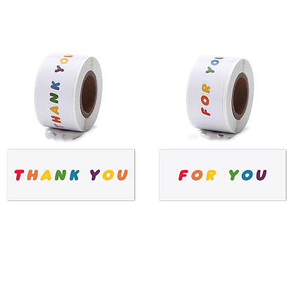 Rainbow Color Paper Word Sticker Rolls, Self-adhesive Gift Decals, for Suitcase, Skateboard, Refrigerator, Helmet, Mobile Phone Shell