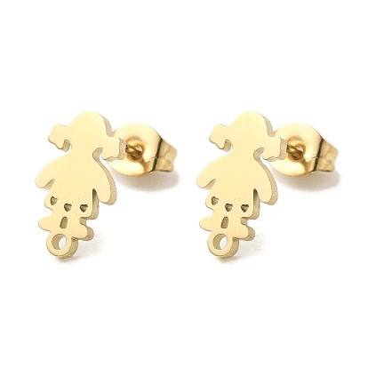 Ion Plating(IP) 304 Stainless Steel Stud Earring Findings, Gris