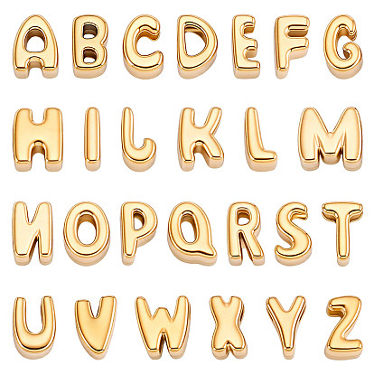 26Pcs 304 Stainless Steel Beads, Letter A~Z