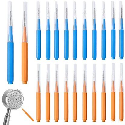 40шт. 2 цветные пластиковые щетки для чистки, с головкой из нержавеющей стали