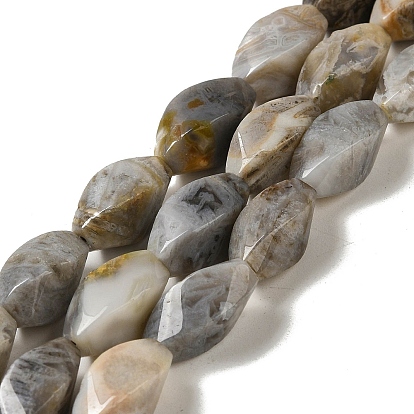 Natural Bamboo Leaf Agate Beads Strands, Twist