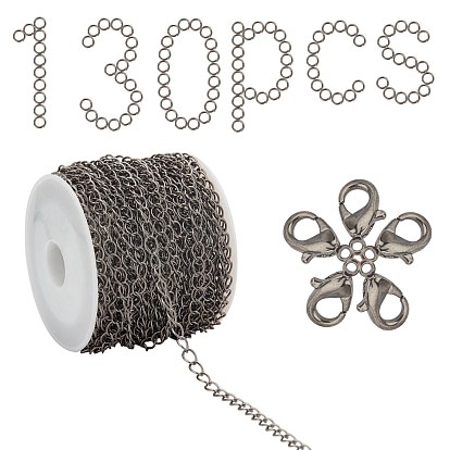 Kits de fabrication de bijoux à chaîne torsadée DIY, y compris 10m chaînes en laiton, fermoirs pince de homard en alliage de zinc et anneaux de saut en fer