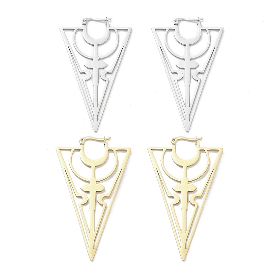 304 полый треугольник из нержавеющей стали с серьгами-кольцами для женщин
