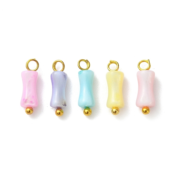 Подвески из натуральных пресноводных ракушек, окрашенных в радужные цвета., бамбуковые подвески с латунными петлями, золотые